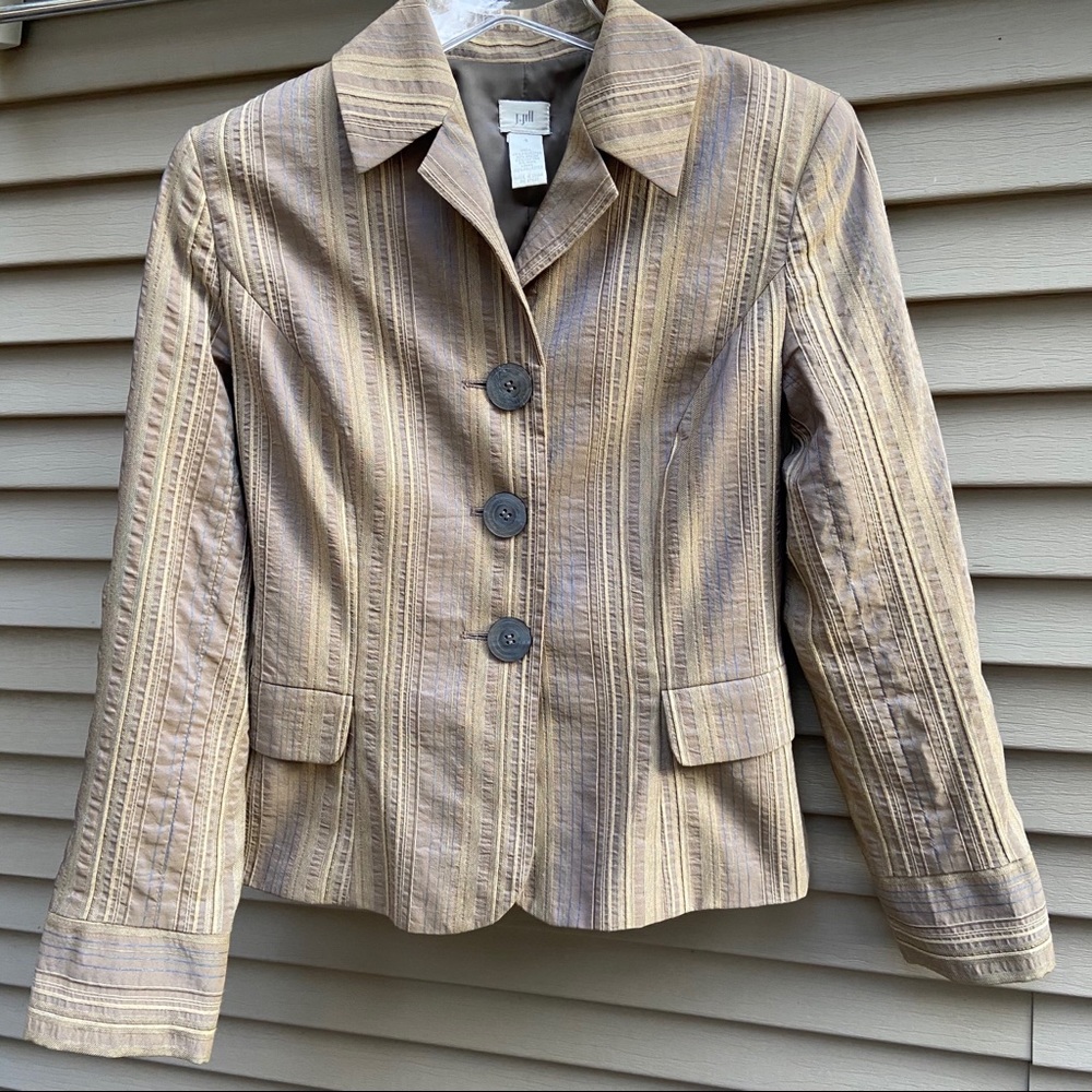 J. Jill striped lined button up blazer jacket